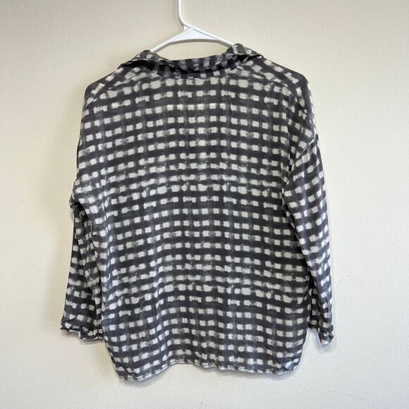 Theory Gray White Button Down Blouse Silk XS - Picture 6 of 7